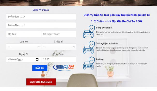 Truy cập Website chọn loại xe để thuê